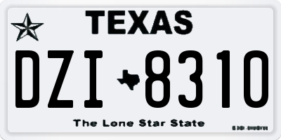 TX license plate DZI8310