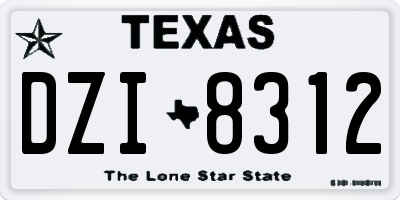 TX license plate DZI8312