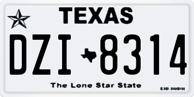 TX license plate DZI8314