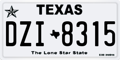 TX license plate DZI8315