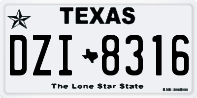 TX license plate DZI8316