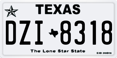 TX license plate DZI8318
