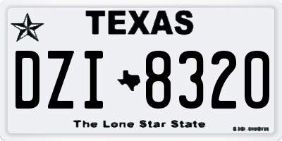 TX license plate DZI8320