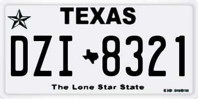 TX license plate DZI8321