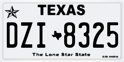 TX license plate DZI8325