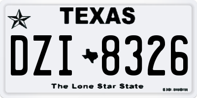 TX license plate DZI8326