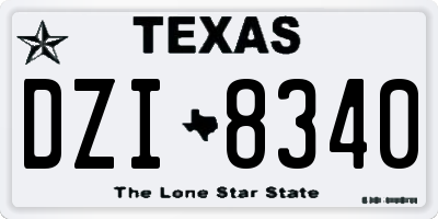 TX license plate DZI8340