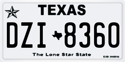 TX license plate DZI8360