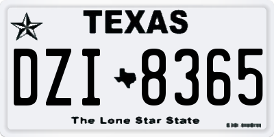 TX license plate DZI8365