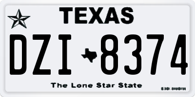 TX license plate DZI8374