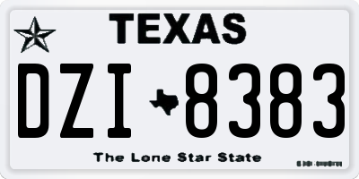 TX license plate DZI8383
