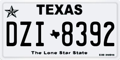 TX license plate DZI8392