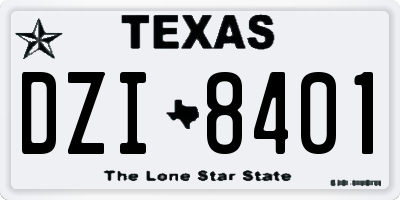 TX license plate DZI8401
