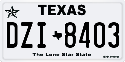 TX license plate DZI8403