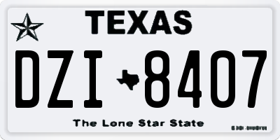 TX license plate DZI8407