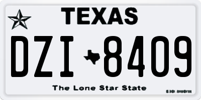 TX license plate DZI8409