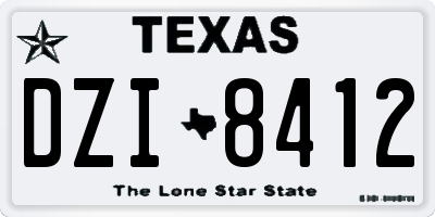 TX license plate DZI8412