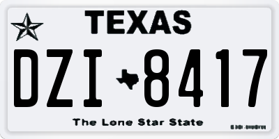 TX license plate DZI8417