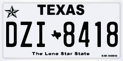 TX license plate DZI8418