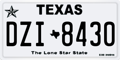 TX license plate DZI8430