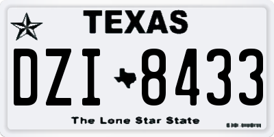 TX license plate DZI8433