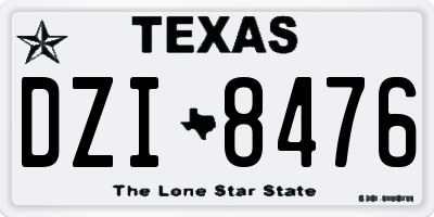 TX license plate DZI8476
