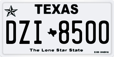 TX license plate DZI8500