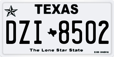 TX license plate DZI8502
