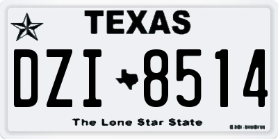 TX license plate DZI8514