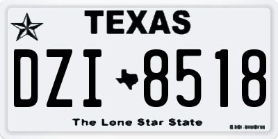 TX license plate DZI8518