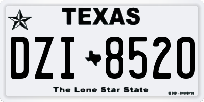 TX license plate DZI8520