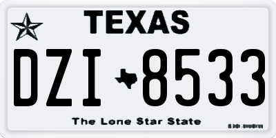 TX license plate DZI8533