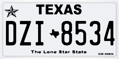 TX license plate DZI8534