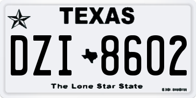 TX license plate DZI8602