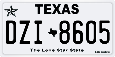 TX license plate DZI8605