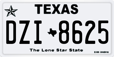 TX license plate DZI8625