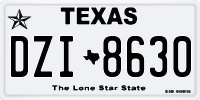 TX license plate DZI8630