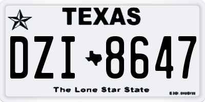 TX license plate DZI8647