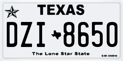 TX license plate DZI8650