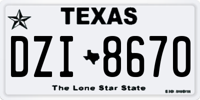 TX license plate DZI8670