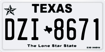 TX license plate DZI8671