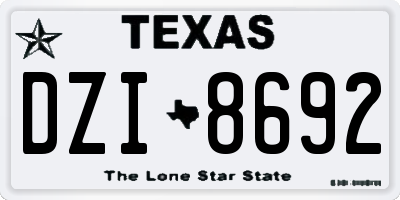 TX license plate DZI8692