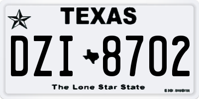 TX license plate DZI8702