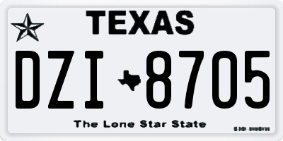 TX license plate DZI8705