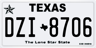 TX license plate DZI8706