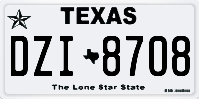 TX license plate DZI8708
