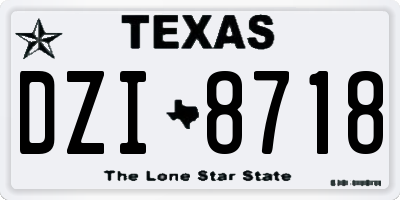 TX license plate DZI8718