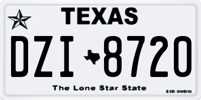 TX license plate DZI8720