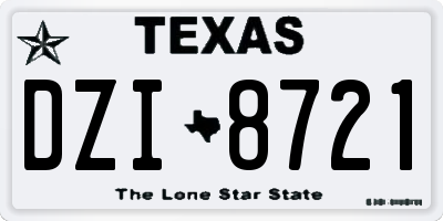 TX license plate DZI8721