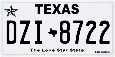 TX license plate DZI8722